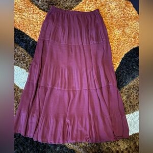 Nashalyly, Burgundy, Tiered, Maxi Skirt